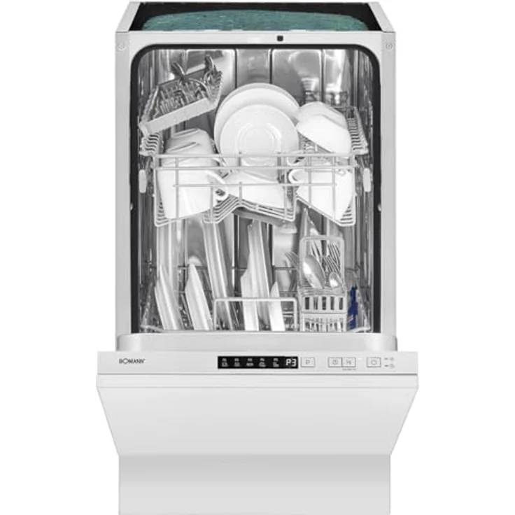 Bomann® Geschirrspüler GSPE 7420 VI, 45 cm vollintegrierbar für 10 Maßgedecke, 5 Programme, Programm-Startvorwahl 1-24 h, automatischer Türöffner, silbergraue Geschirrkörbe – Bild 1