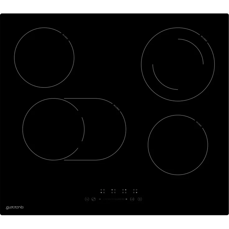 Guzzanti GZ8304A, Schwarz, Integriert, 59 cm, Keramik, 4 Zone(n)