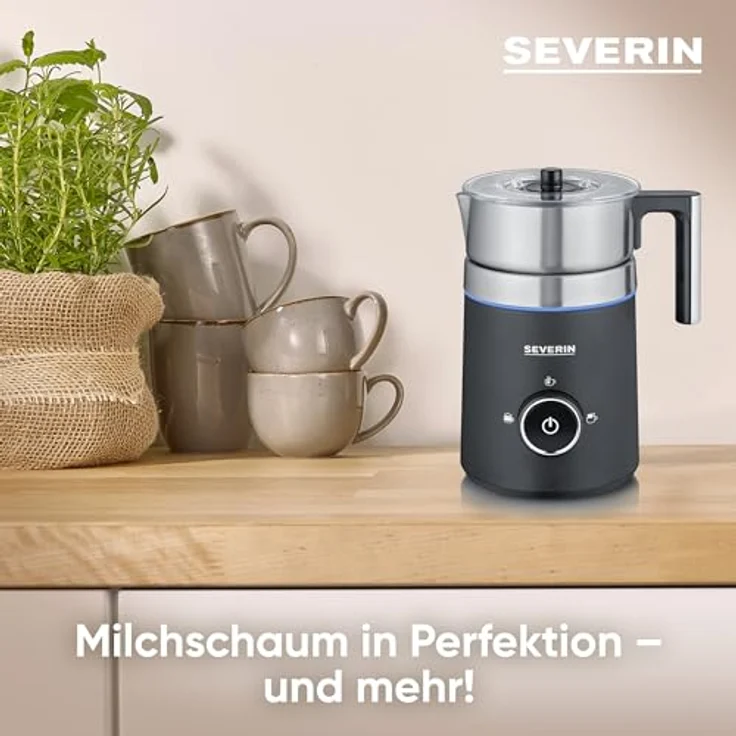 Severin SM 3585 Induktions-Milchaufschäumer Spuma 500 (ca. 500 W, ca. 500 ml, 360°-LED Leuchtring, Schokoladenfunktion, spülmaschinengeeigneter Milchbehälter) – Bild 3