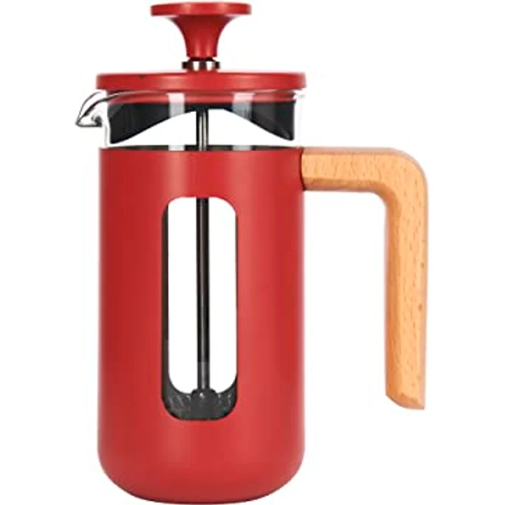 La Cafetière Pisa Cafetière, Edelstahl, 3 Tassen, rot, in Geschenkbox – Bild 1