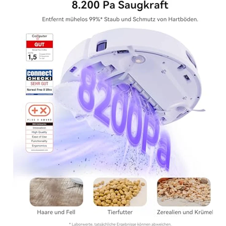 NARWAL Freo X Ultra Saugroboter mit Wischfunktion, Wischroboter Selbstreinigend mit 8.200 Pa Saugkraft, All-in-One-Station, Verwicklungsfrei, DirtSense, 3D-Strukturlicht, Staubaufbewahrung – Bild 2