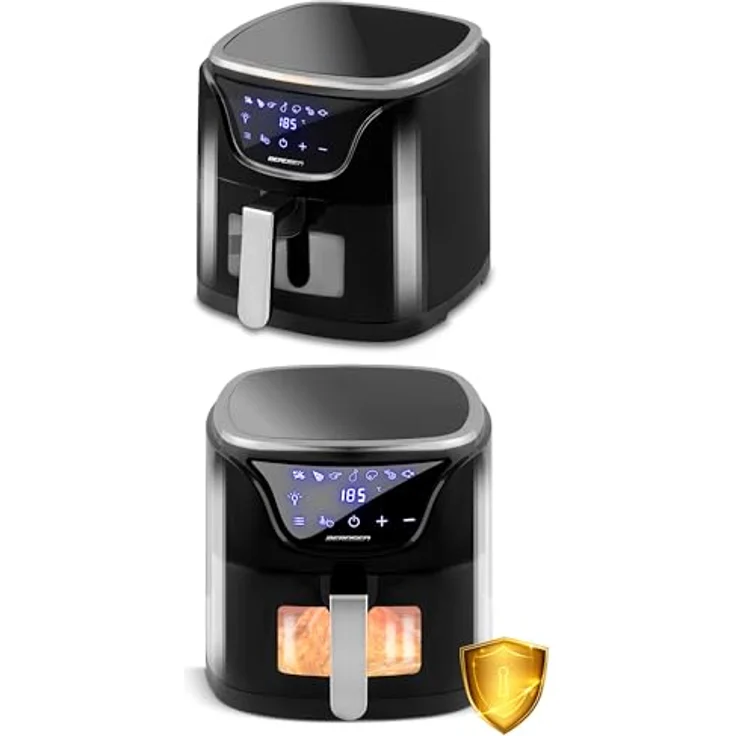 Berdsen Heißluftfritteuse Airfryer 1500 W, 5 L, fettfreie Fritteuse mit Timer und LED-Beleuchtung, schwarz-silber – Bild 5
