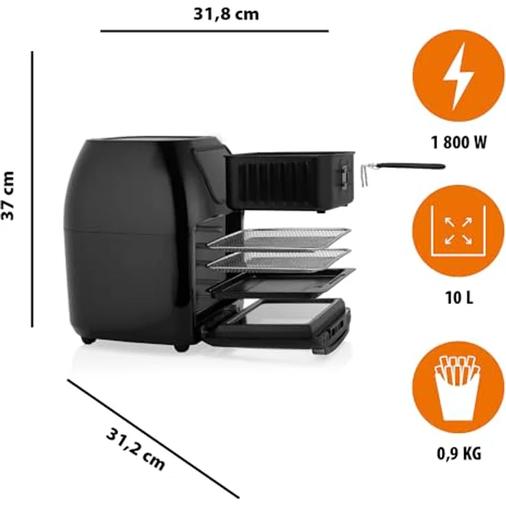 Tristar Multi Heißluftfritteuse FR-6964, 1800W, 10 L, 10 vorprogrammierte Einstellungen, 80-200°C – Bild 2