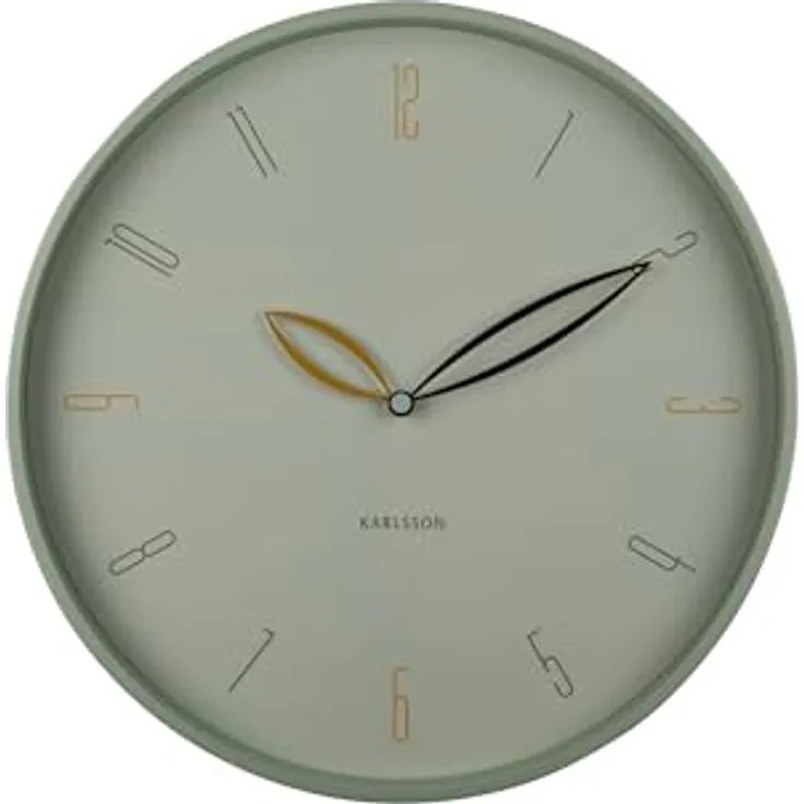 Karlsson Wanduhr Petals, grün, Ø40cm, rund, aus Eisen, moderne Wanddeko für Wohnzimmer