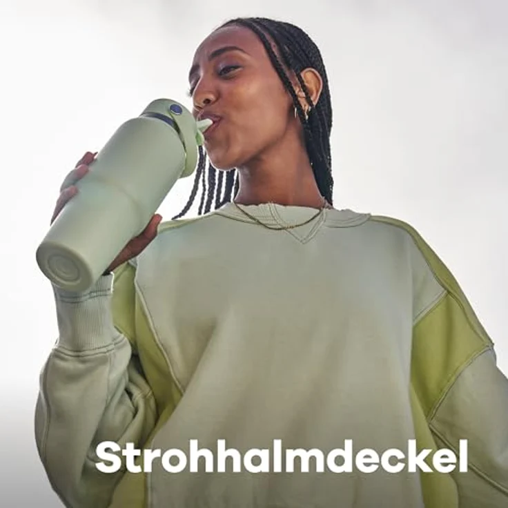 Hydro Flask Wide Flex Straw Travel Bottle 710ml (24 oz), Auslaufsicher, Isoliert, hält Getränke 24 Stunden kalt, Becherhalterkompatibel, Oat – Bild 5