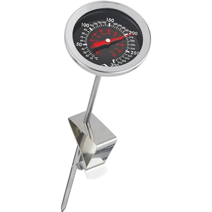 Küchenprofi Frittier-Thermometer aus Edelstahl mit praktischem Clip, analoges Fleischthermometer, Skala in °C und °F, 21,2 cm, silber – Bild 1