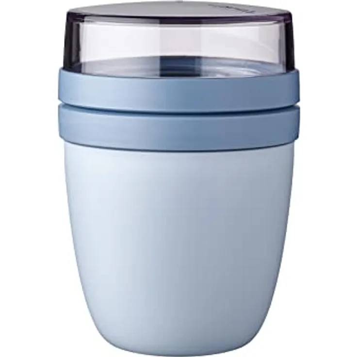 Mepal - Lunchpot Ellipse - Praktischer Müslibecher, Joghurtbecher, To Go Becher - Geeignet für Tiefkühler, Mikrowelle & Spülmachine - 500 ml - Nordic Blue