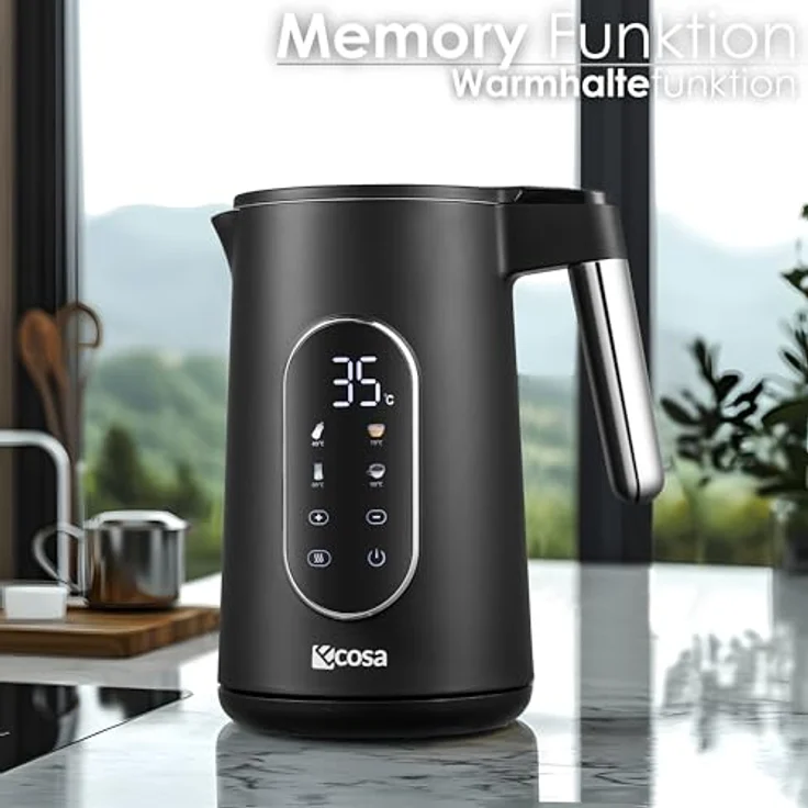 ecosa Wasserkocher Edelstahl mit Temperatureinstellung (40°C-100°C) 1,7 Liter Teekocher LED Display 2200 Watt BPA FREI Warmhaltefunktion Water Kettle – Bild 5