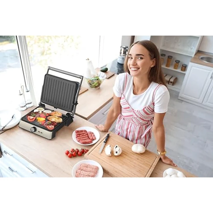 Westinghouse Retro Contact Grill WKCG907WH, 2200 W, Antihaftbeschichtung, höhenverstellbar, 29 x 24 cm Grillfläche – Bild 6