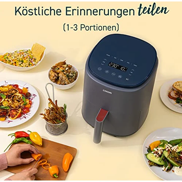 COSORI Lite Heißluftfritteuse 3.8L,7 Customize Funktionen, MAX 230℃,WiFi verbunden,airfryer XL,Heißluftfrittesue klein,100+ PDF Rezepte,1500W Spülmaschinenfest, Grau – Bild 3