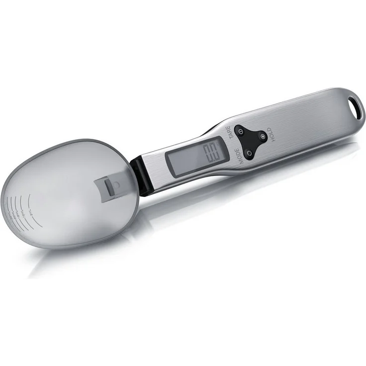 Arendo Löffelwaage digital, 0,1 g – 500 g, LCD-Anzeige, abnehmbarer Löffel, Einheiten g/oz/gn/ct, Energiesparfunktion