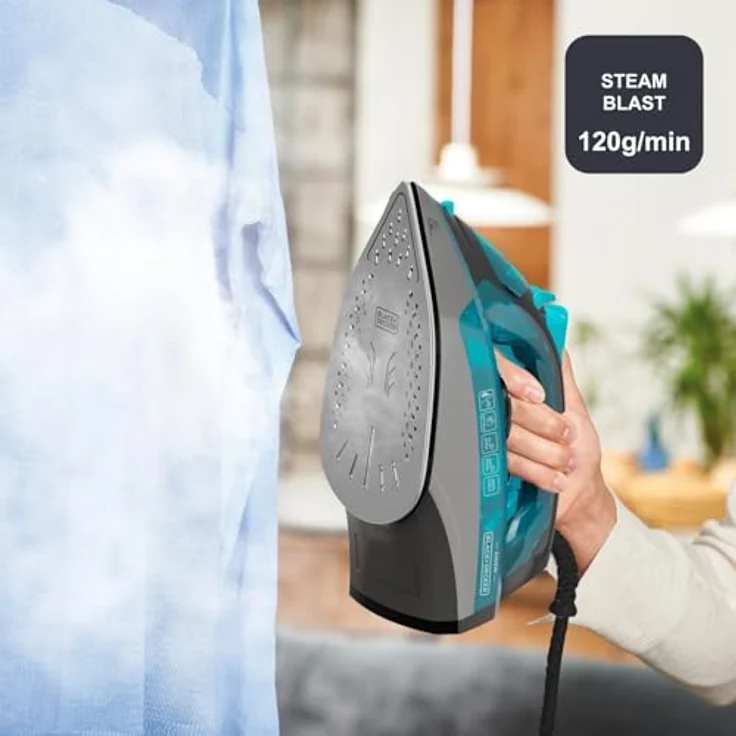 Black+Decker Dampfbügeleisen 2200W, Edelstahlsohle, Dauerdampf 30g/min, Dampfstoß 120g/min, Antikalk- und Antitropfsystem, Vertikalbügeln, Wasserspray, Präzisionsspitze – Bild 4