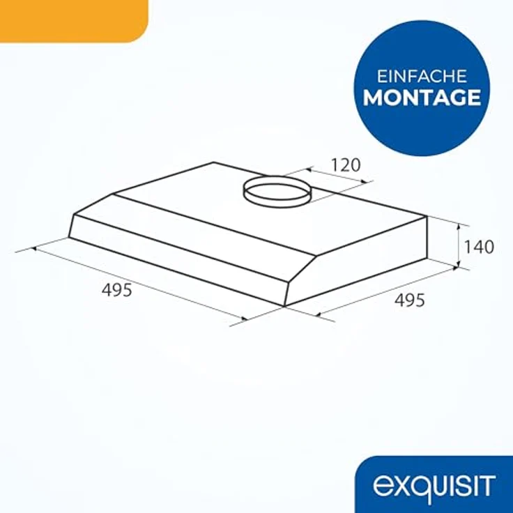Exquisit UBH50-020 Dunstabzugshaube, 50cm breit, Abluftbetrieb, Edelstahloptik, 3 Lüftungsstufen, Metallfettfilter – Bild 5