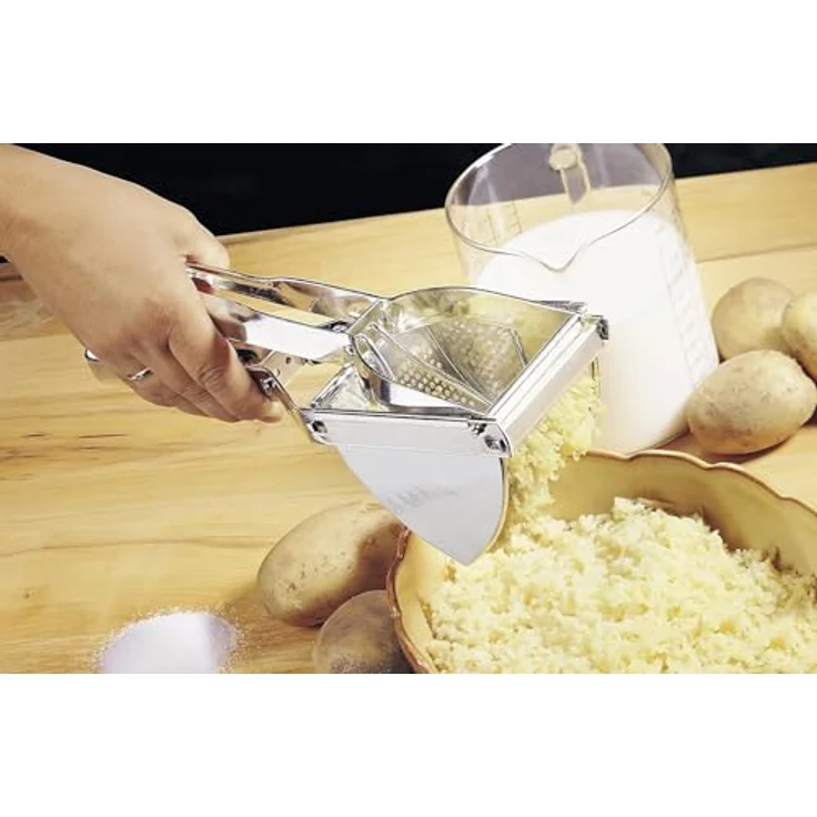 Fackelmann Kartoffelpresse, für feines Kartoffelpüree, verzinnte Fruchtpresse, auch für Spaghettieis und Knödel (Farbe: Silber), Menge: 1 Stück – Bild 5