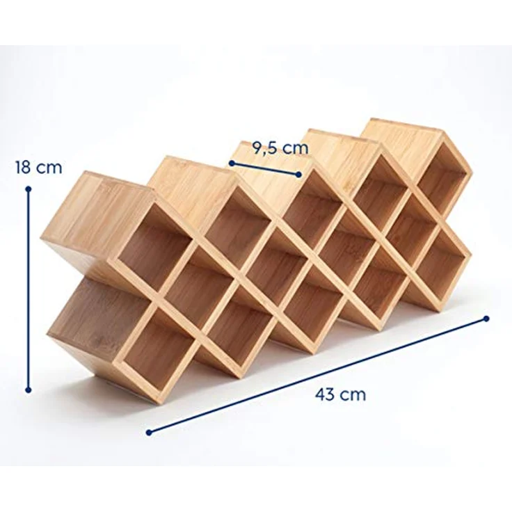 Hanseküche Gewürzregal aus Holz – FSC®-zertifiziert – Gewürzständer für den Schrank mit 18x Gewürzgläsern, Etiketten und Stift, Braun – Bild 3