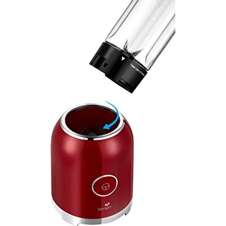 Senya Standmixer Smoothie mit 2 tragbaren Flaschen, Rot, Juicy Delight 250 W, 6 Klingen aus Edelstahl, SYCP-M025, BPA-frei – Bild 8