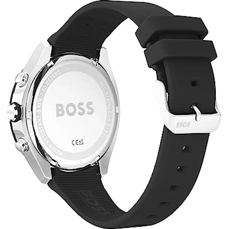 BOSS Chronograph Quarz Uhr für Herren mit Schwarzes Silikonarmband - 1513716 – Bild 3