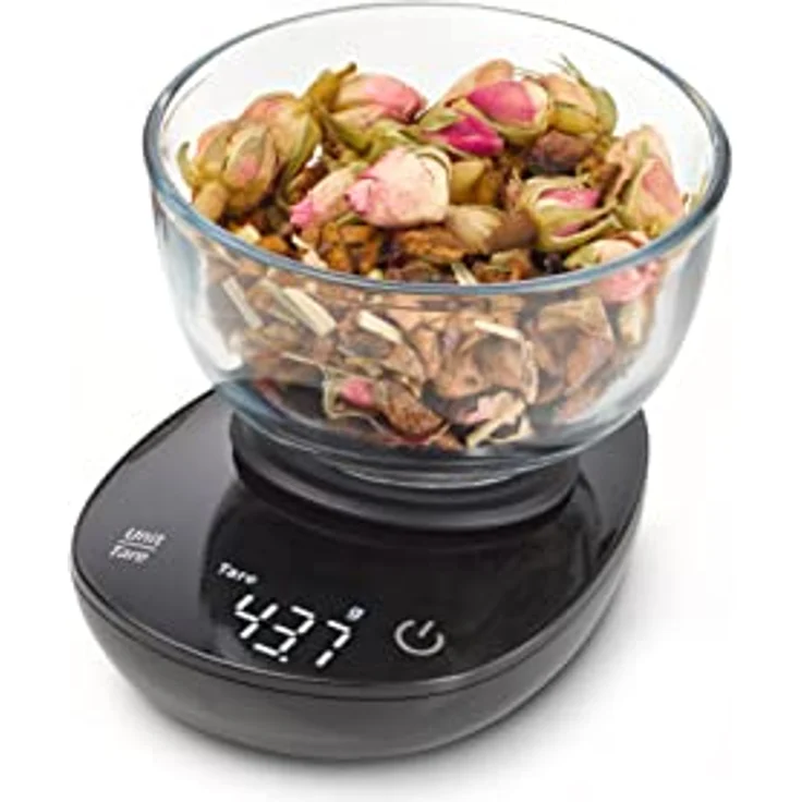 CASO FinoCompact, sehr präzise Feinwaage für Gewürze, Tee, Kaffee, Medizin etc., Zuwiegefunktion Tara, Wiegeskala 0,1 g - 500 g in 0,1 g Schritten, inkl. Wiegeschale aus gebürstetem Edelstahl – Bild 3