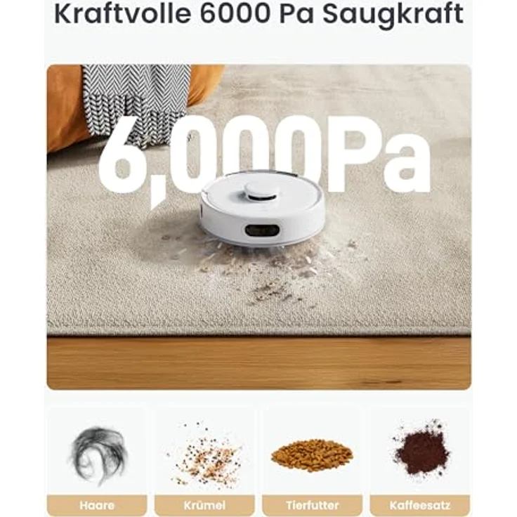 SwitchBot K11+ Saugerroboter mit Mopp, 6000Pa Saugkraft, Selbstentleerung, 90 Tage Staubauffang, LDS Smarte Kartierung, 3,6" Design, kompatibel mit Apple Home, Alexa, Google Home und Matter – Bild 5
