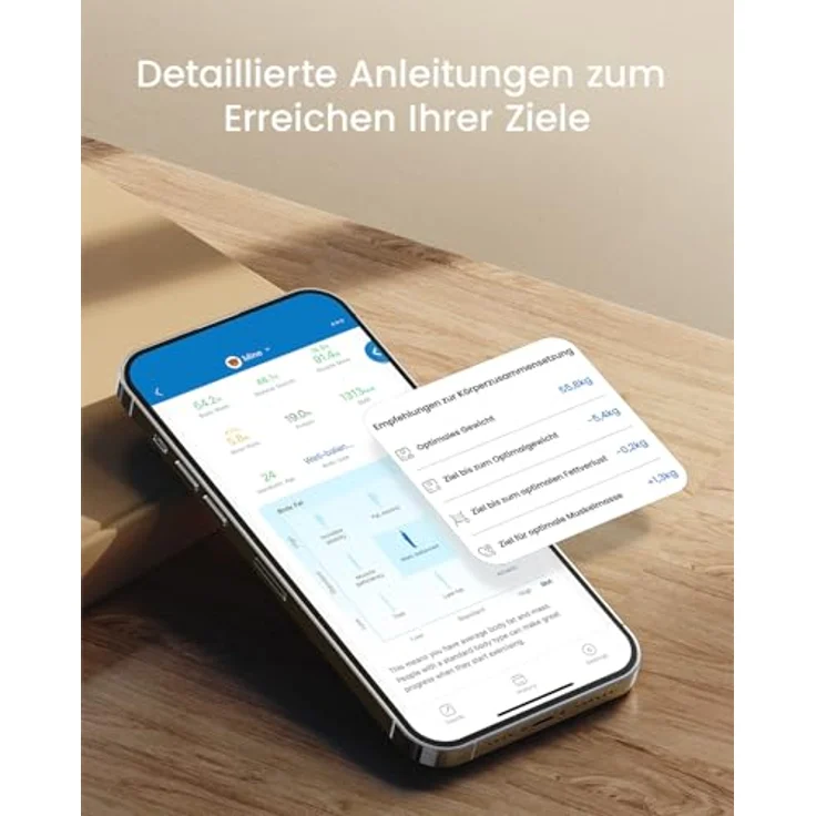 RENPHO Körper-Analyse-Waage Elis Nova WIFI Smart Body Scale A031, Körperfettwaage mit 13 Körpermessungen & 5 Gesundheitszielen, TFT-Display & App-Konnektivität, weiß – Bild 6