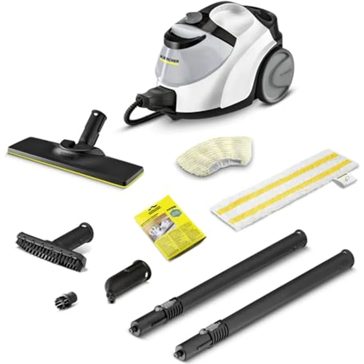 Kärcher Dampfreiniger SC 5 EasyFix Iron mit Heißwasser-Zuschaltung, Dampfdruck: 4,2 bar, Aufheizzeit: 3 min., Fläche: ca. 150 m², Tank: 0,5 l + 1,5 l, Bodenreinigungsset EasyFix und Düsen – Bild 1