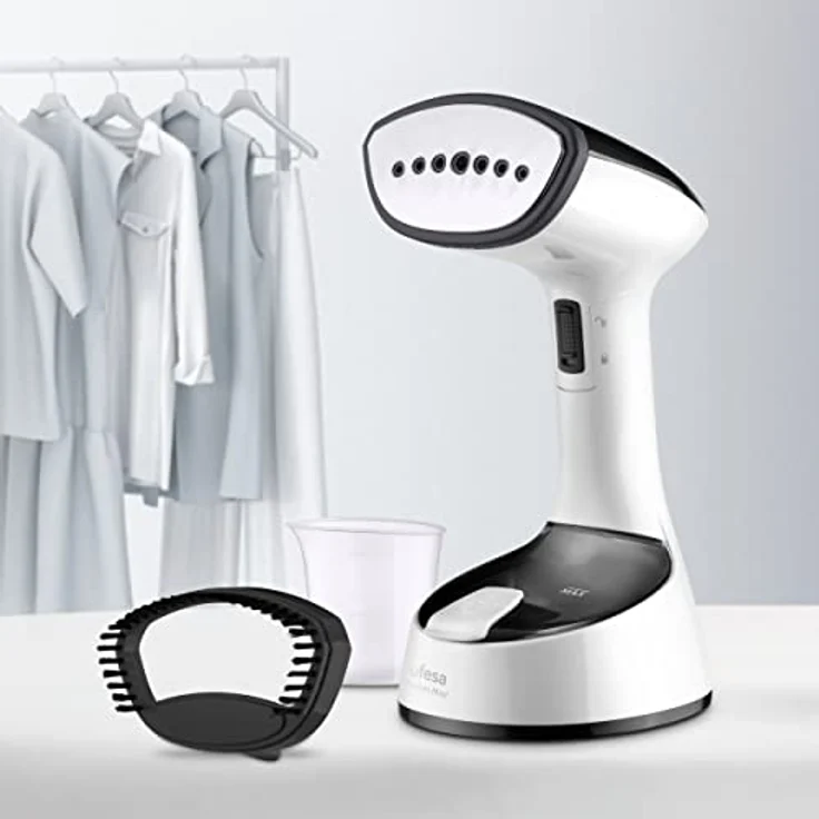 Ufesa Steamer Dampfglätter für Kleidung zusammenklappbar Vertikales Reisebügeleisen, 1470W, 150ml Tank, entfernt Falten, Gerüche und desinfiziert, Dampfbürste für dicke Stoffe, fertig in 25s, Schwarz – Bild 5