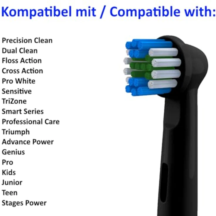 OneBuy24 - Aufsteckbürsten kompatibel mit Oral-B elektrischen Zahnbürsten - 12 Stück SCHWARZ. Kompatibel mit Precision Clean, Vitality, Professional Care, TriZone, Triumph, Advance Power, Smart Series – Bild 2