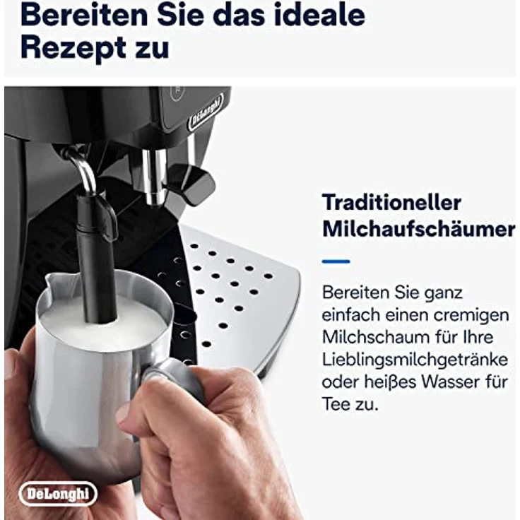 De'Longhi Magnifica Start ECAM222.20.B, Kaffeevollautomat mit Milchaufschäumdüse, für Cappuccino, mit Espresso-Direktwahltase und 2x Espresso Funktion, 13-stufiges Kegelmahlwerk, 1450 W, Schwarz – Bild 4