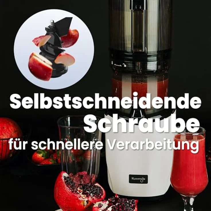 Kuvings AUTO8 Entsafter – Pflegeleichter Slow Juicer mit 2L Fassungsvermögen und 200W Motor ideal für Obst, Gemüse und Smoothies. (Silber) – Bild 5