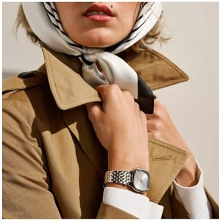 Skagen Mellem Lille Damen Uhr, Quarzwerk mit Edelstahl- und Lederarmband, Gold- und Silberton, 28MM – Bild 4