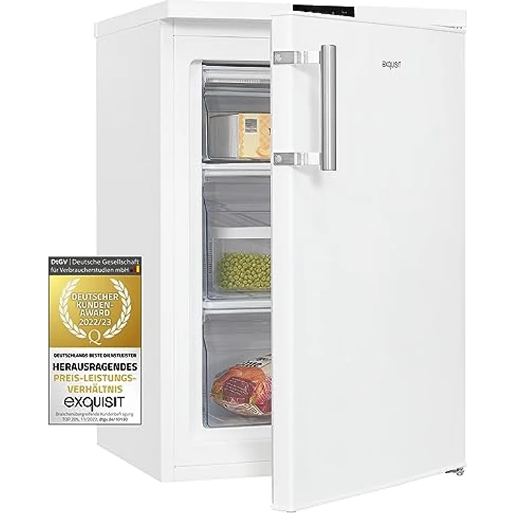 Exquisit Gefrierschrank GS581-HE-010D weiss | Tiefkühlschrank klein 85 L Volumen | 4* Gefrieren