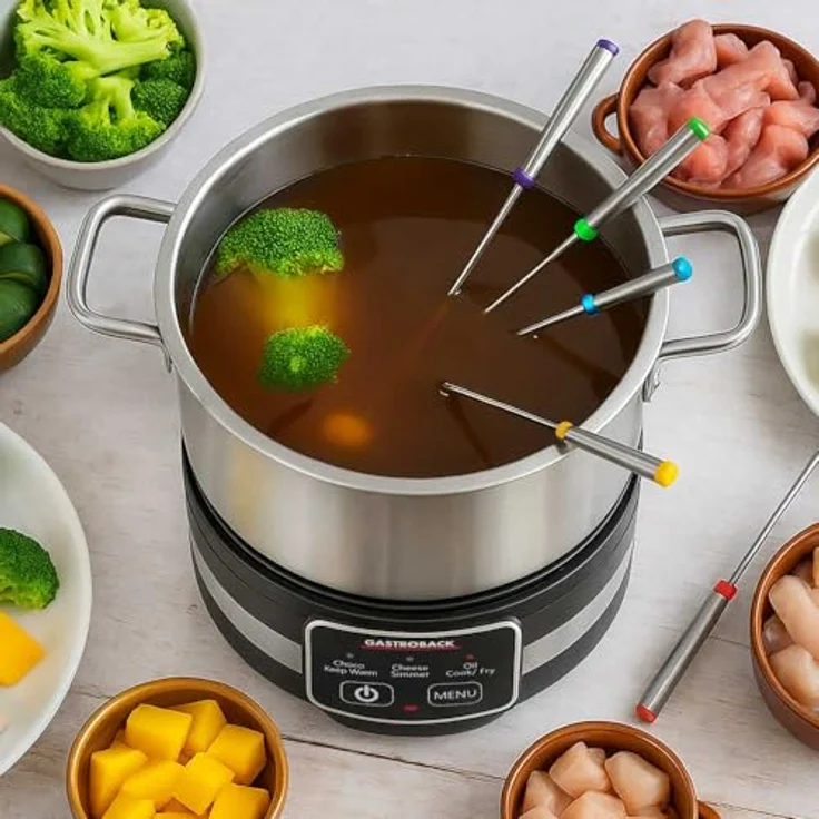 Gastroback 42568 Fondue Multicook 4 in 1, Induktionsgeeignetes Fondue Set für bis zu 8 Personen, Edelstahl, Schwarz – Bild 6