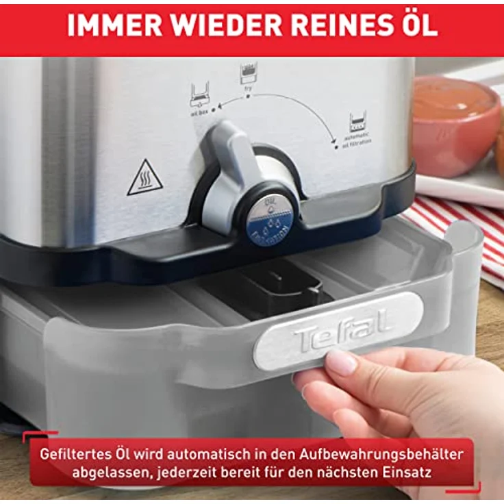 Tefal FR701616 Deep Fryer Oleoclean Compact Fritteuse, 2 Liter, mit Öl, silber, schwarz – Bild 5