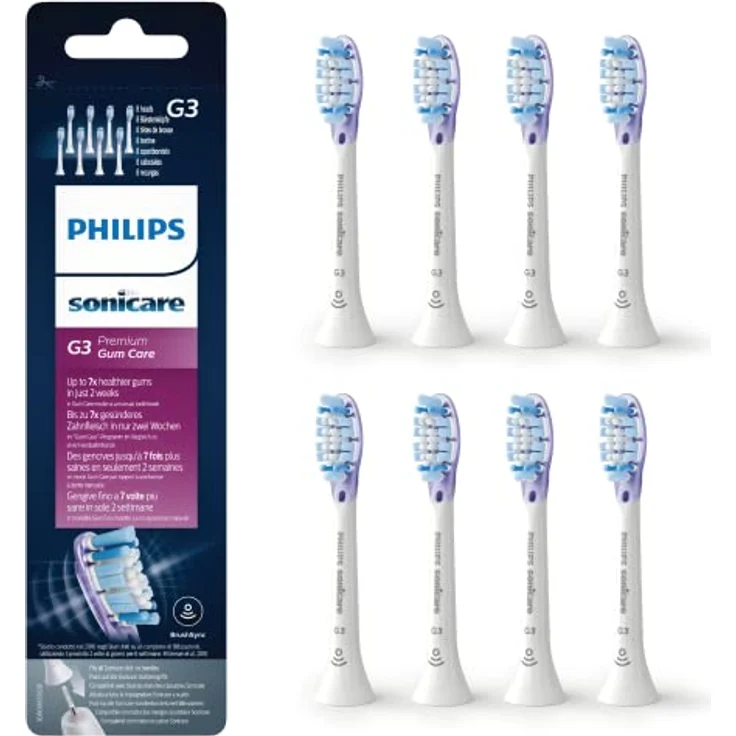Philips Sonicare Original G3 Premium Gum Care Standard Schallzahnbürstenköpfe - 8er-Pack in Weiß (Modell HX9058/17) – Bild 1