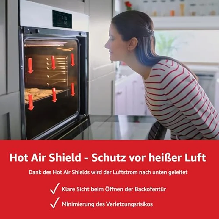 Telefunken ECHS65A-B2 Einbauherd-Set, Elektro-Herd-Kochfeld-Kombination mit 65 Liter Backofen, Grill und Umluft, 4-Zonen rahmenloses Glaskeramik-Kochfeld, Hot Air Shield, Edelstahl, 60 cm – Bild 4