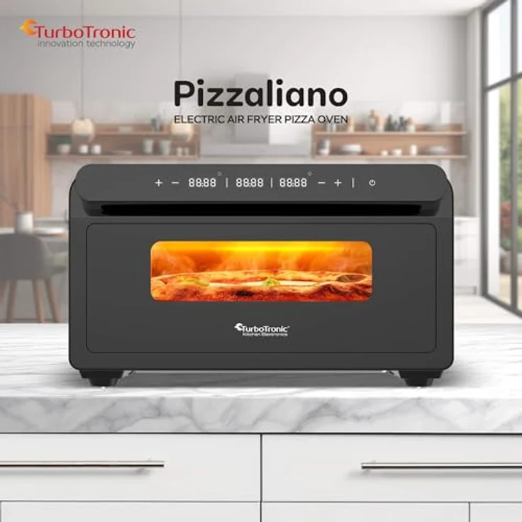 TurboTronic by Z-Line Pizzaliano TT-PO15, Minibackofen aus Edelstahl mit 2000 W Leistung, 430 °C in 2 Minuten, inkl. Pizzastein und digitale Steuerung – Bild 9