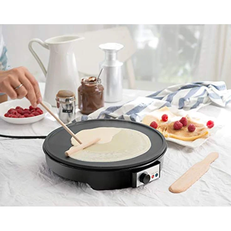 Rosenstein & Söhne NX-4857 Elektrischer XL-Crêpes-Maker mit Temperaturregler, 1.000 Watt, Ø 28cm (Pancake Maker) – Bild 4
