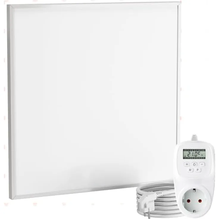 Viesta 60x60 Carbon Crystal Infrarot Wandheizung 360 W mit TH12 Thermostat, weiß, energiesparend, Überhitzungsschutz