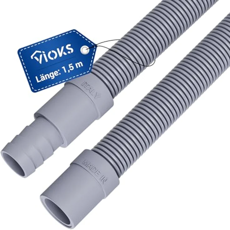 VIOKS Flexibler Abwasserschlauch Verlängerung 1,5m Ø19mm-22mm, Universal Ablaufschlauch passend für Waschmaschine und Geschirrspüler, temperaturbeständig von -20° bis +90° C – Bild 1