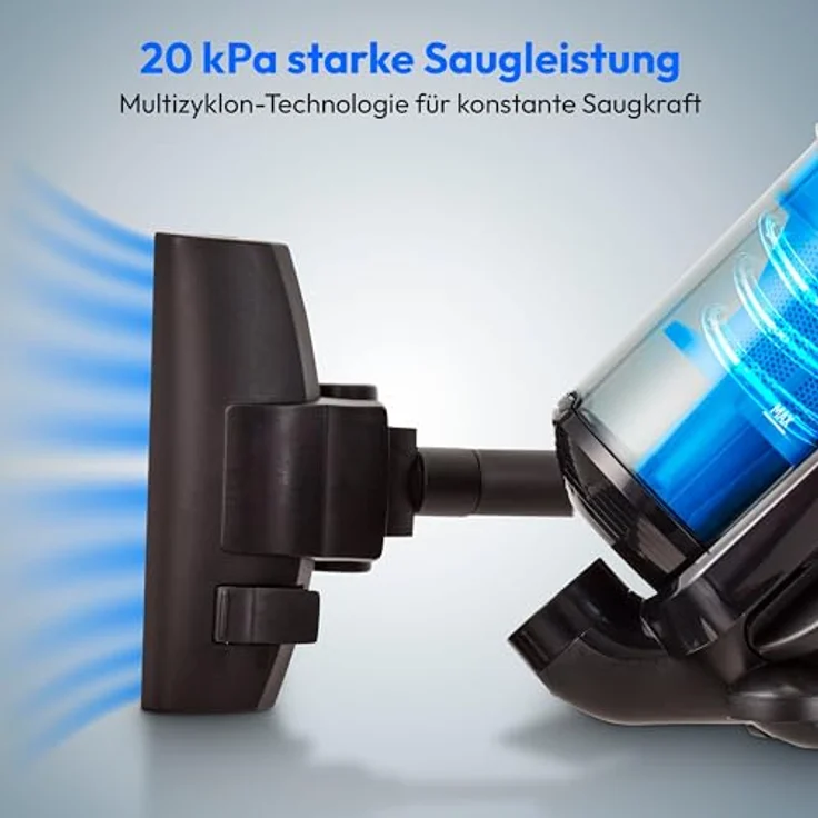 MEDION Beutelloser Zyklon-Staubsauger P4000 (900 Watt Leistung, 4,3 Liter Staubbehälterkapazität, waschbarer HEPA 13 Filter, 11 m Arbeitsradius, MD 11906) blau – Bild 2