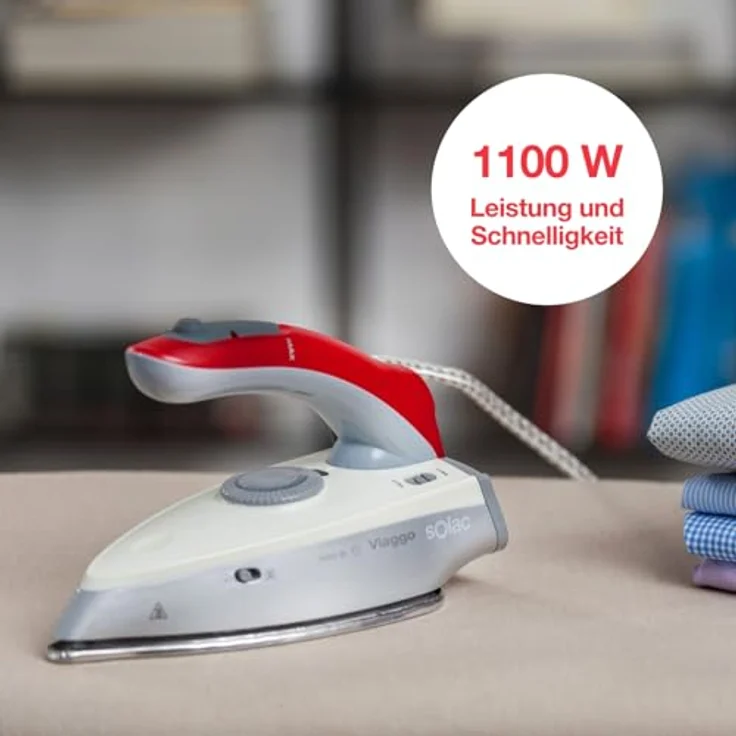 Solac Viaggio Pro Trocken- & Dampfbügeleisen Edelstahl-Bügelsohle 45 g-min Grau Rot 1100 W 120 - 240 V – Bild 3