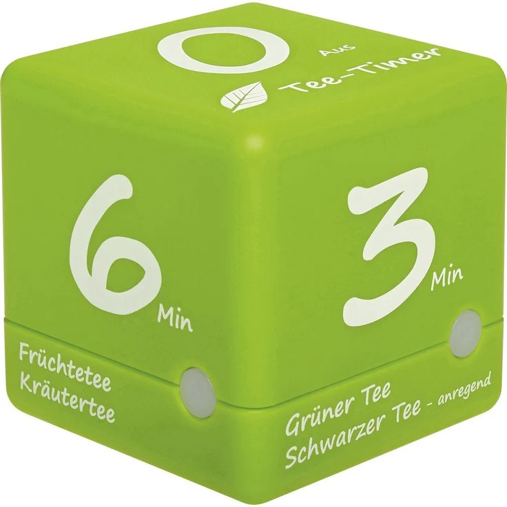 TFA Dostmann Tee-Timer Cube Timer Grün digital, Eieruhr mit festen Ablaufzeiten – Bild 1