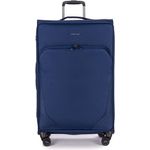 Stratic Mix Koffer Weichschale Reisekoffer Trolley Rollkoffer groß, TSA Kofferschloss, 4 Rollen, Erweiterbar, Größe L, Blau