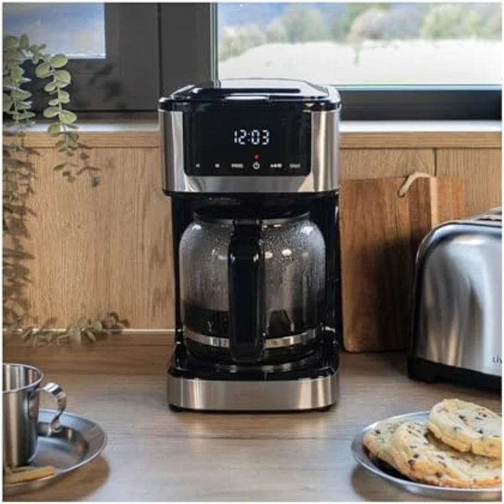 Livoo DOD208, programmierbare Filterkaffeemaschine mit 15 Tassen und 900 W, schwarz – Bild 2