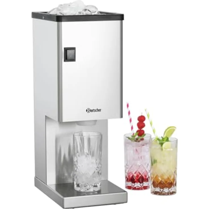 Bartscher Eiscrusher 300, Edelstahl, 60 kg/h Leistung, mit Auswurftrichter, Silber