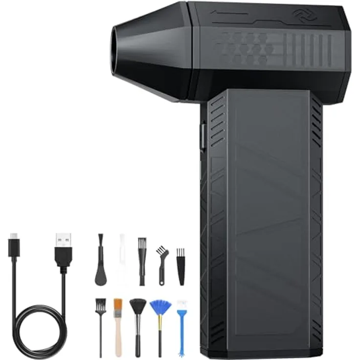Salcar Akku-Handstaubsauger Electric Air Duster, kabellos, 130000 RPM, 3-Gang, 21700 Akku, ideal für Computer und Outdoor, schwarz