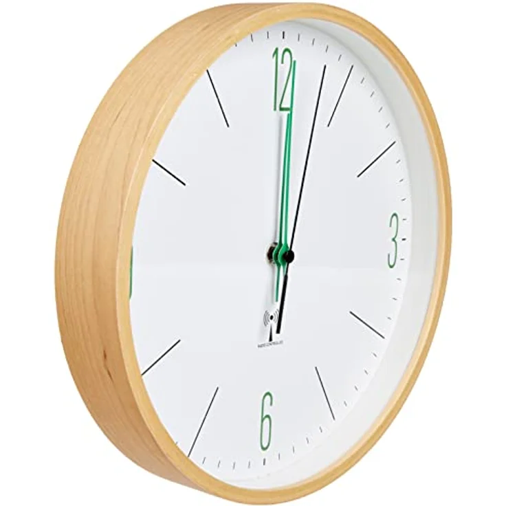 TFA, Wanduhr, Analog Ahorn Funk Wanduhr (25.50 cm) – Bild 3