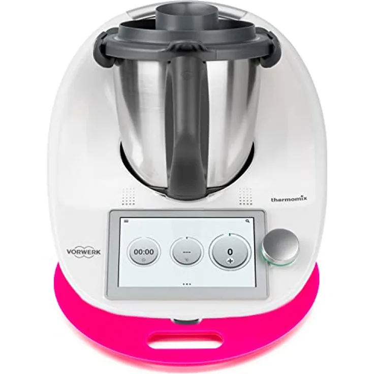 Acryl Gleitbrett | pink | 36x28cm für Thermomix TM5 TM6 TM31 und viele Küchengeräte | Griff und hochwertige Teflongleiter für müheloses Verschieben sowie Gummifüße für festen Stand