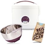 Reishunger Reiskocher & Dampfgarer mit Antihaftbeschichtung Starterset (10-teilig) inkl. Dämpfeinsatz, Löffel, Messbecher, 8-teiligem Reisset & Edelstahl Reiswaschschüssel, leistungsstarker Multikocher, 1,2 l, matt