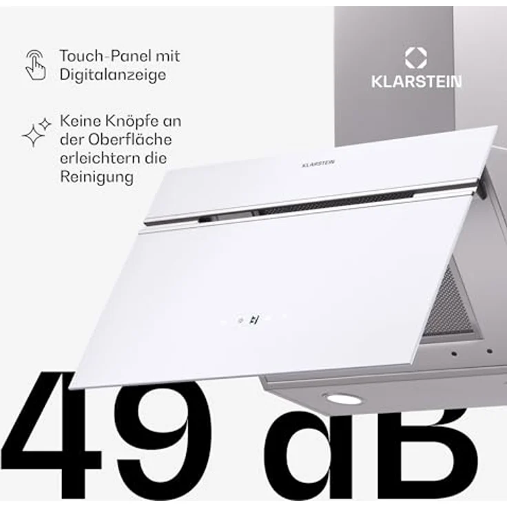 Klarstein Dunstabzugshaube 60cm, Abluft/Umluft Dunstabzugshaube mit Aktivkohlefilter & LED-Beleuchtung, 600m³/h Luftstrom, IoT/Wi-Fi, Leise Schräghaube, Dunstabzugshauben 60 cm, weiß – Bild 5